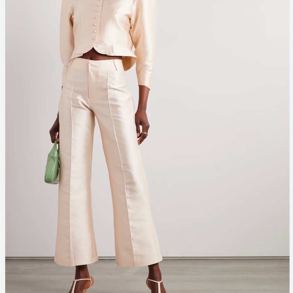 DESTREE- Yoshi cropped taffeta flared pants-NUDE NEVER WORN- tags still attached